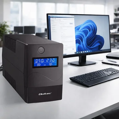 Qoltec Line Interactive UPS | Monolith | 650VA | 360W | LCD | USB | RJ45