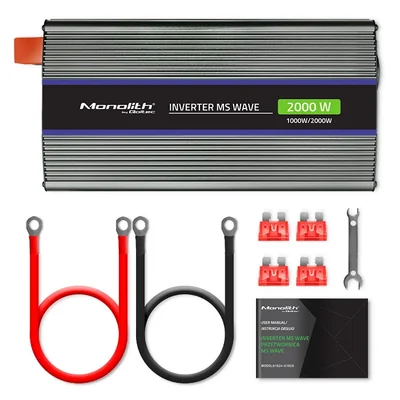 Qoltec Monolith 2000 MS Wave Voltage Converter | 12V to 230V | 1000/2000W | USB