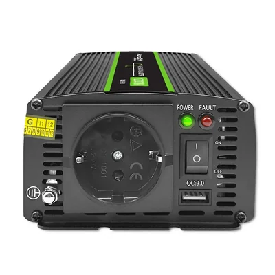 Qoltec Monolith Spannungswandler | 600 W | 1200 W | 12 V auf 230 V | Reiner Sinus