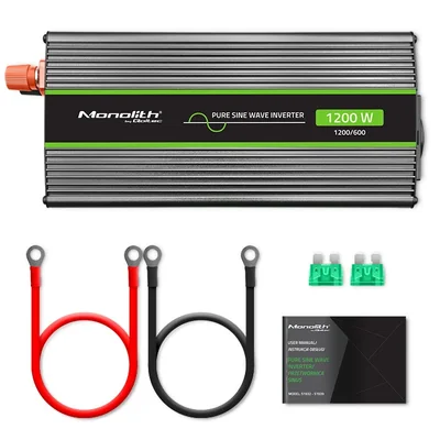 Qoltec Monolith Spannungswandler | 600 W | 1200 W | 12 V auf 230 V | Reiner Sinus