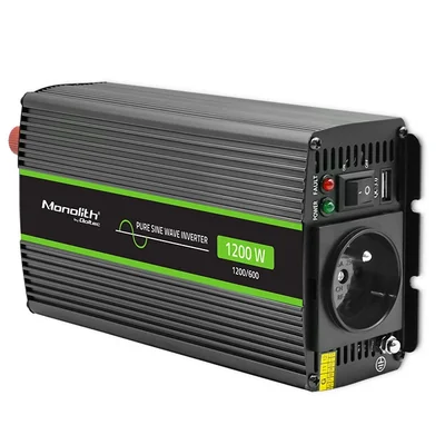 Qoltec Monolith Voltage Converter | 600W | 1200W | 12V to 230V | Pure Sinus