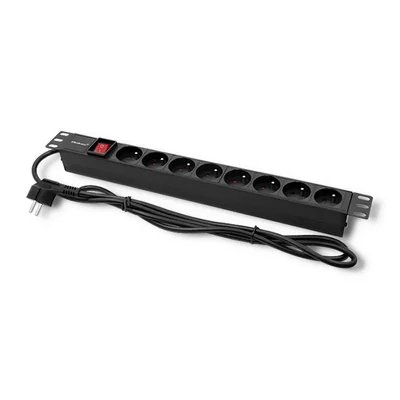 Qoltec PDU power strip for 19'' RACK | 1U | 16A | 8xFRENCH | 2m