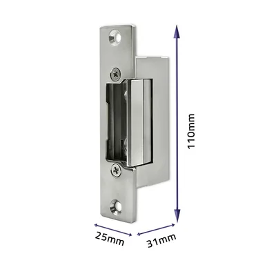 Qoltec Symmetrical Reversible Electric Strike | 12V | Stainless Steel