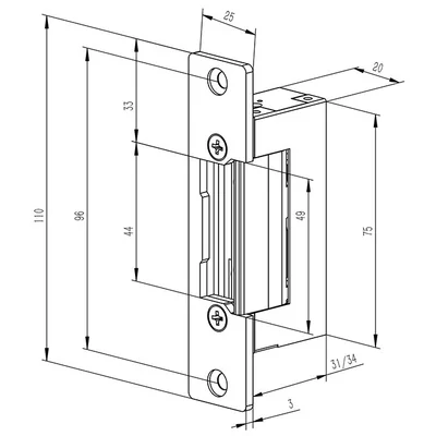 Qoltec Symmetrischer, reversibler elektrischer Türöffner | 12 V | Edelstahl
