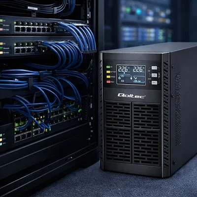 Qoltec UPS | 1kVA | 1000W | Účiník 1,0 | LCD | EPO | USB | Online