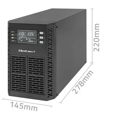 Qoltec USV | 1 kVA | 1000 W | Leistungsfaktor 1,0 | LCD | Notstromversorgung | USB | Online