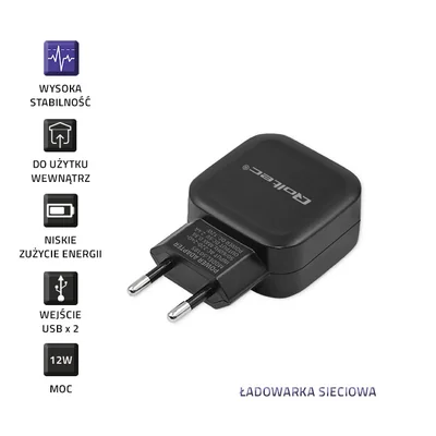 Qoltec Wall Charger 12W | 5V | 2.4A | 2xUSB