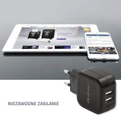 Qoltec Wandladegerät 12W | 5V | 2,4A | 2xUSB