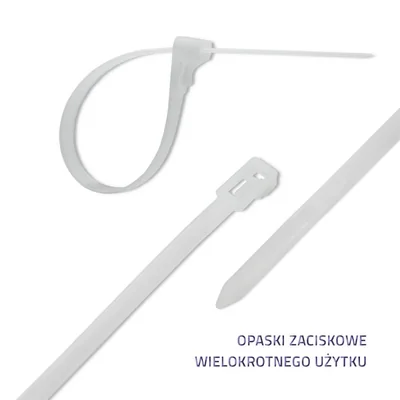 Qoltec wiederverwendbare Kabelbinder | 4,8 x 200 mm | Nylon 66 UV | Weiß