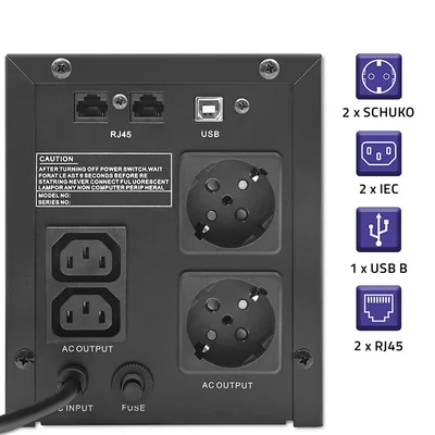Qoltec Zasilacz awaryjny UPS Line Interactive | Monolith | 1500VA | 900W | LCD | USB | RJ45