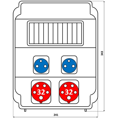 Quadro 2x32A 5p 2x250V finestra