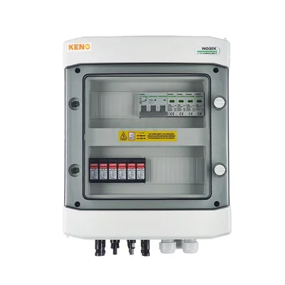 Quadro di distribuzione CC+CA con scaricatore di sovratensione da 1000 V tipo 2, 2 stringhe fotovoltaiche, 2 MPPT // limitatore CA tipo 2, 16 A trifase
