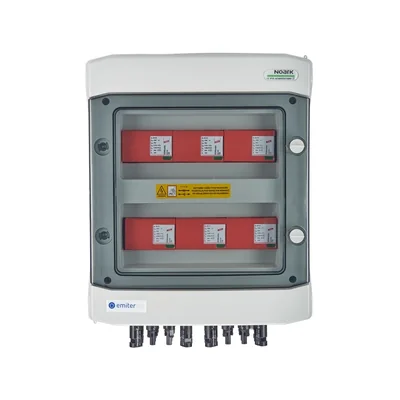Quadro ermetico IP65 EMITER per connessione DC con scaricatore di sovratensione DC Dehn 1000V tipo 1+2 6x stringa FV 6x MPPT