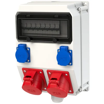 Quadro fisso in plastica, tipo "GNIEZNO", tenuta dell'involucro IP67, 9 m Pg29 ingresso - uscita 2x16/5x2xB16 2xGSx2xB16