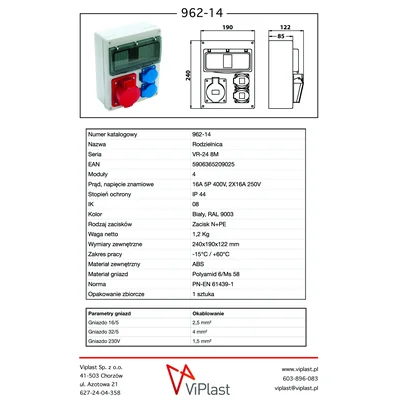 Quadro VR-24 8M 16A/5P 2x230V
