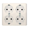Quadruple plug socket with earthing, Schuko type, with shutters for current paths 16A 230V, cream quick connectors