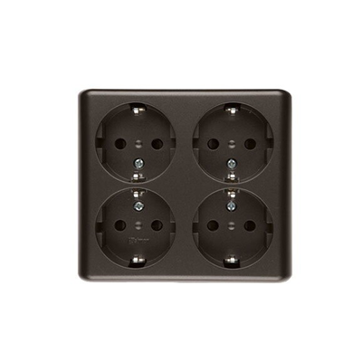 Quadruple plug socket with earthing, Schuko type, with shutters for current paths 16A 230V, white quick connectors