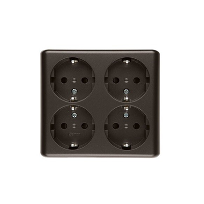 Quadruple plug socket with earthing, Schuko type, with shutters for current paths 16A 230V, white screw terminals