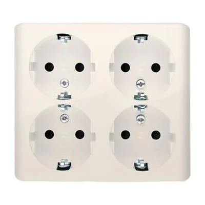 Quadruple plug socket with grounding, Schuko type, with shutters for current paths 16A 230V, cream screw terminals