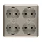 Quadruple plug socket with grounding, Schuko type, with shutters for current paths 16A 230V gold screw terminals