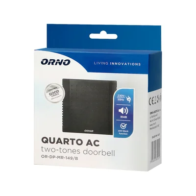 QUARTO AC, timbre electromecánico cableado de dos tonos, 230 V, negro