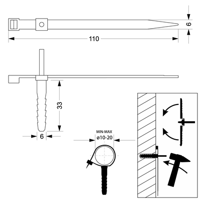 Quick-assembly bracket with a pin dia. 6 USMPK
