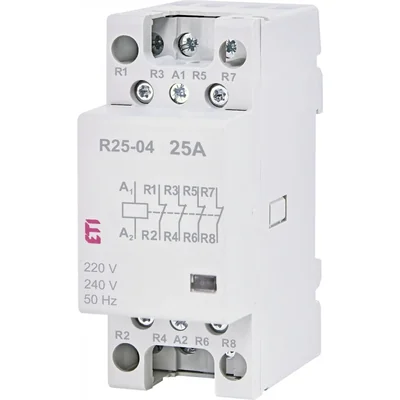R 25-04 230V Modular contactor 25A 4 break contacts (2 modules 4 poles)