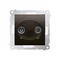 R-TV antenna terminal socket for pass-through sockets (module) brown matt metallic