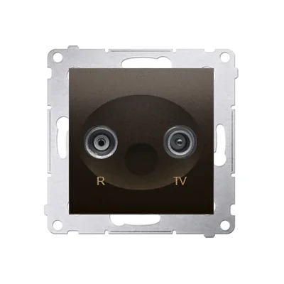R-TV antenna terminal socket for pass-through sockets (module) brown matt metallic