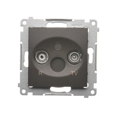 R-TV antenna terminal socket for pass-through sockets (module) brown matt metallic