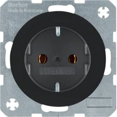 R.1 SCHUKO socket black gloss