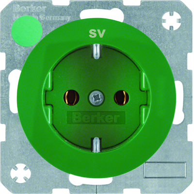R.1 SCHUKO socket with green gloss print