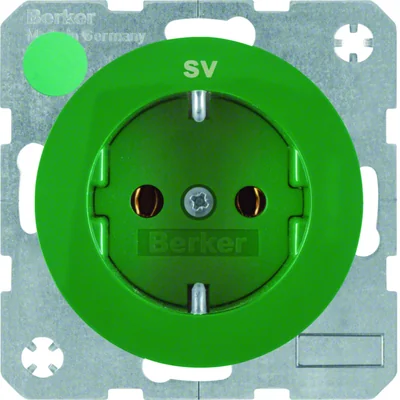 R.1 SCHUKO socket with green gloss print
