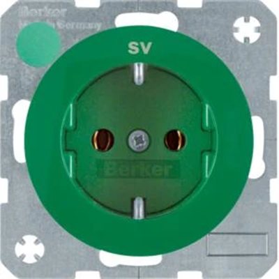 R.1 SCHUKO socket with green gloss print