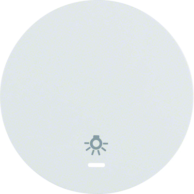 R.1/R.3 Ein Schalter mit einer Linse und dem Aufdruck des „Licht“-Symbols, glänzend weiß