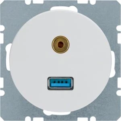 R.1/R.3 Gniazdo USB/3,5mm jack białe połysk