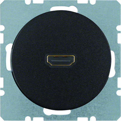R.1/R.3 HDMI socket with 90° connection, glossy black