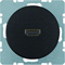 R.1/R.3 HDMI socket with 90° connection, glossy black