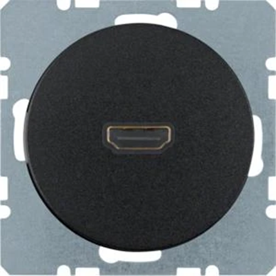 R.1/R.3 HDMI socket with 90° connection, glossy black