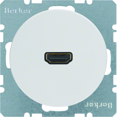 R.1/R.3 HDMI socket with 90° connection, glossy white