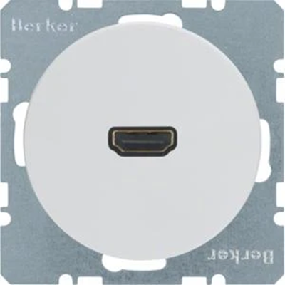 R.1/R.3 HDMI socket with 90° connection, glossy white