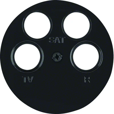 R.1/R.3 Placa frontal para toma de antena de 4 salidas, negro brillante