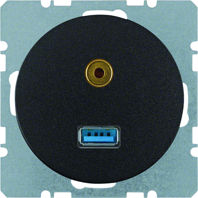 R.1/R.3 USB socket/3.5mm jack black gloss