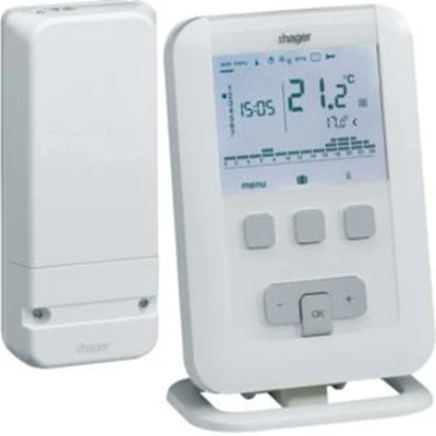 Radio clock thermostat with receiver 8A 230 V