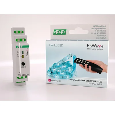 Rádiový dvoukanálový 12V LED ovladač - DIN 10÷16V DC instalace