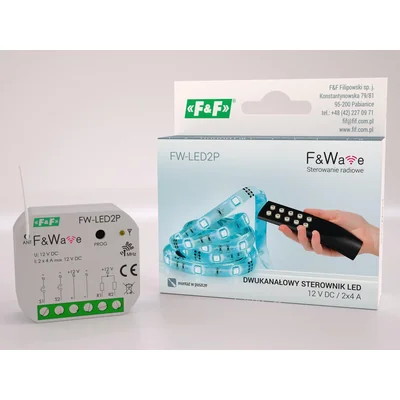 Radiowy dwukanałowy sterownik LED 12V - montaż PDT 10÷16V DC