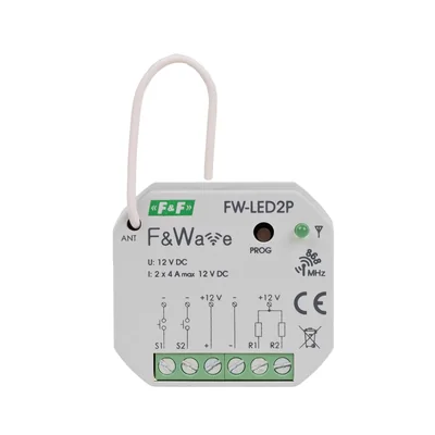 Radiowy dwukanałowy sterownik LED 12V - montaż PDT 10÷16V DC