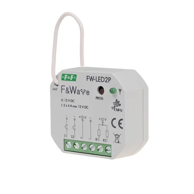 Radiowy dwukanałowy sterownik LED 12V - montaż PDT 10÷16V DC