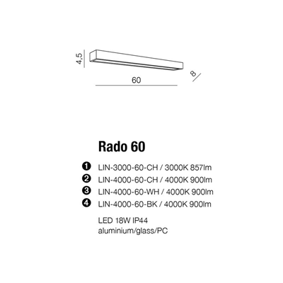RADO 60 Настінний світильник хром 3000K