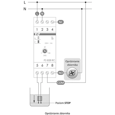 Rainwater level control relay 230V 16A 35mm